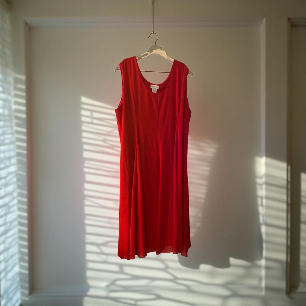 Vibrant Red Midi Dress - Plus Size